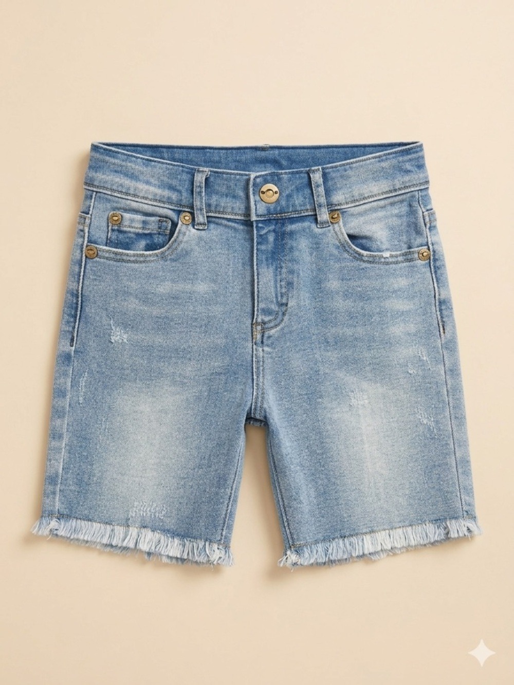 Appaman Light Blue Denim Frayed-Hem Shorts